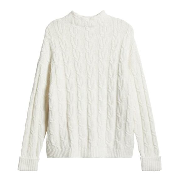 NEW CASLON NORDSTROM Women's Cable Stitch Funnel Neck Sweater Size S - Picture 9 of 9